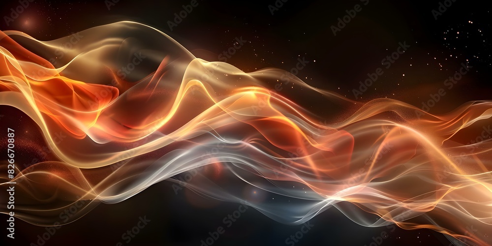 Fototapeta premium Dazzling Display: Fiery Waves in Red and Orange mimicking the Mesmerizing Movement of Flames. Concept Fiery Waves, Red and Orange, Mesmerizing Movement, Dazzling Display