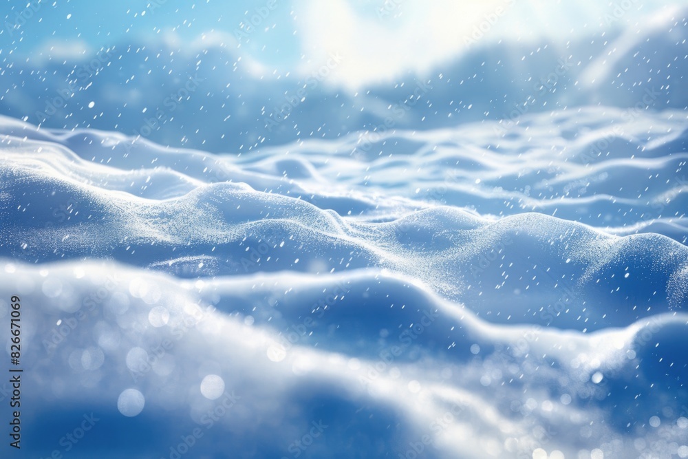 Obraz premium A snow covered mountain with a bright blue sky