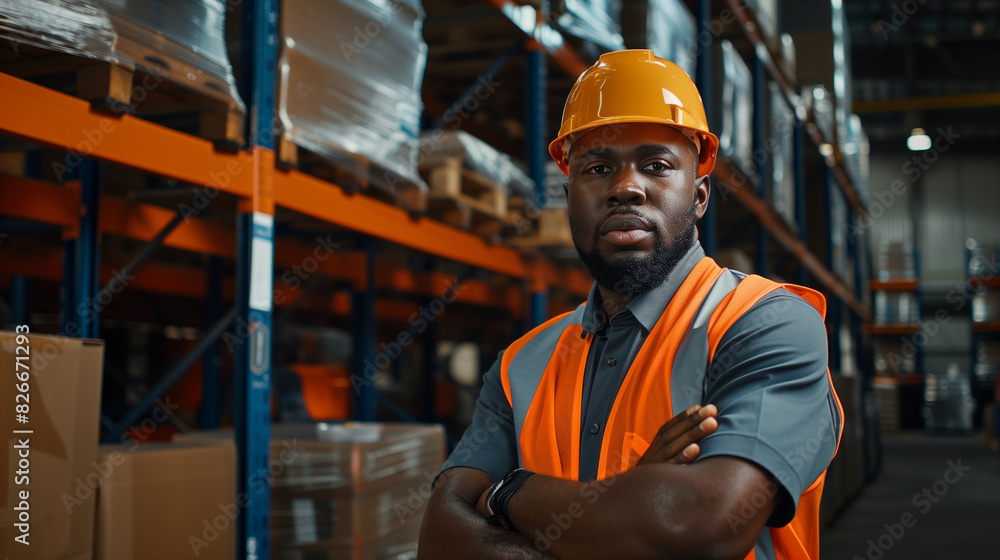 Confident Warehouse Worker in Organized Setting Confident Warehouse Worker in Organized Setting