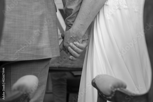 Les mariés main dans la main pendant leur mariage © Alexandre
