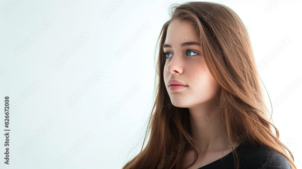Fresh and Simple: Isolated Young Woman on Clean Background Fresh and Simple: Isolated Young Woman on Clean Background