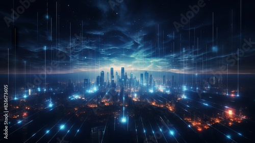 Futuristic digital cyberspace with high-speed internet data transfer and network connections, depicting advanced technology and future digital communication concepts