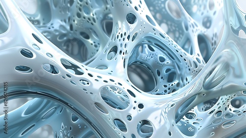 3D rendering of a cellular structure. Organic structure. Abstract shapes.