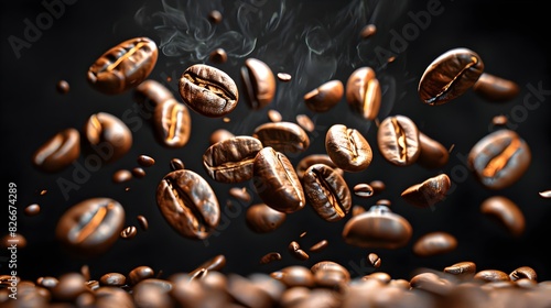 Celebratory Coffee Bean Explosion  Embodying the Vibrant Energy of Fresh Roasts