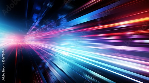 High-speed internet technology abstract background with blurred motion and digital connections 