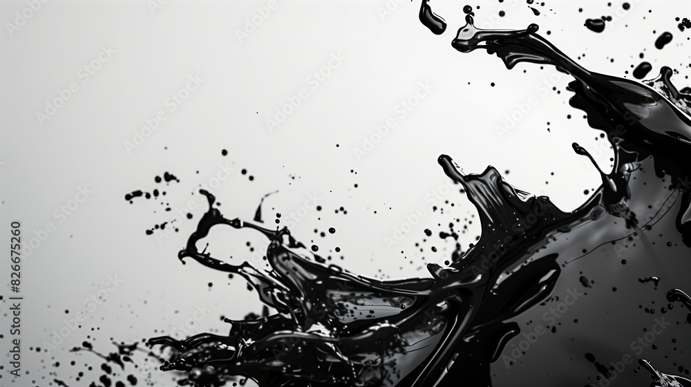 A black ink splattered on a white background. A black ink splattered on a white background.