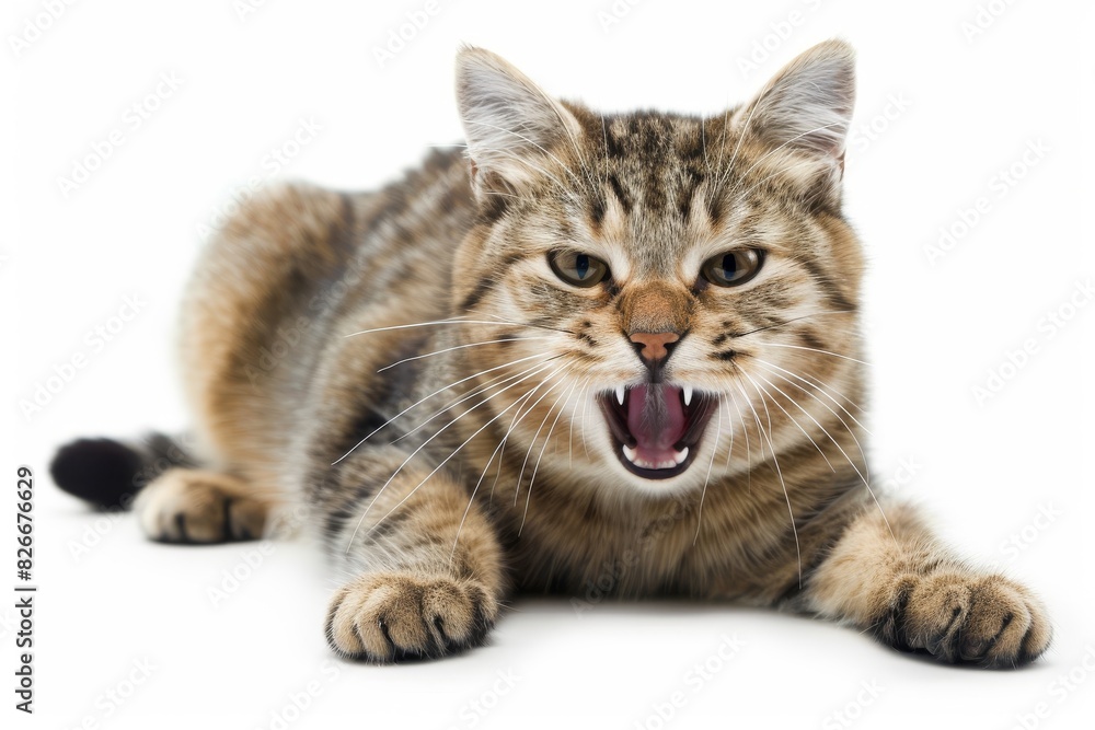 Cat Yawning With Wide Open Mouth