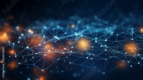 Fototapeta Naklejka Na Ścianę i Meble -  Pulsating plexus network: abstract digital connectivity in global technology sphere.

