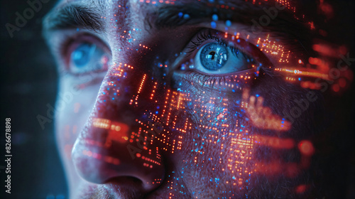 Wallpaper Mural Close-up of human face with digital circuits representing AI technology. Generative AI image Torontodigital.ca
