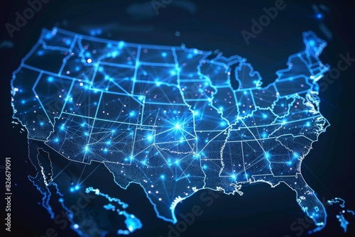 Digital map of america network connectivity created with generative ai