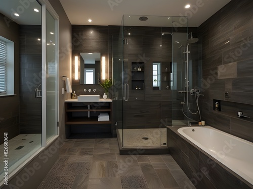 Bathroom with fancy shower