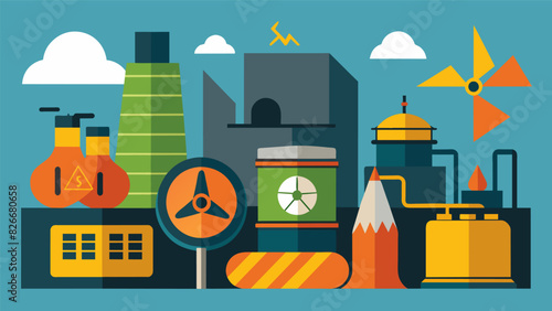 The handling and storage of nuclear fuel rods is governed by strict regulations to ensure the safety and security of the power plant and surrounding. Vector illustration