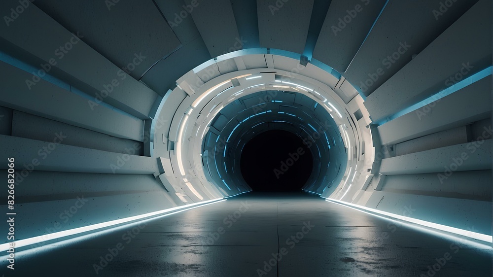 Obraz premium Futuristic Tunnel with LED Lighting