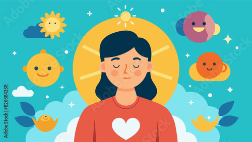 The feeling of contentment when recalling all the blessings in ones life.. Vector illustration