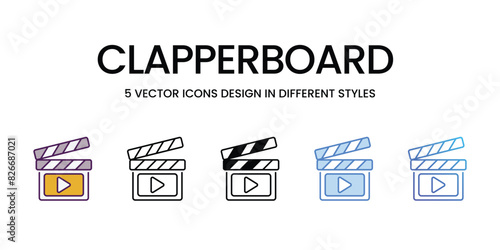 Clapperboard vector icons set stock illustration