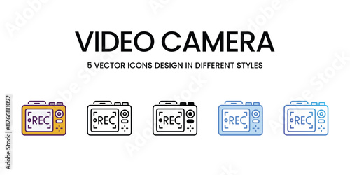Video Camera vector icons set stock illustration