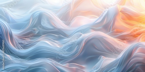 Abstract background with gentle light waves in white and pastel colors