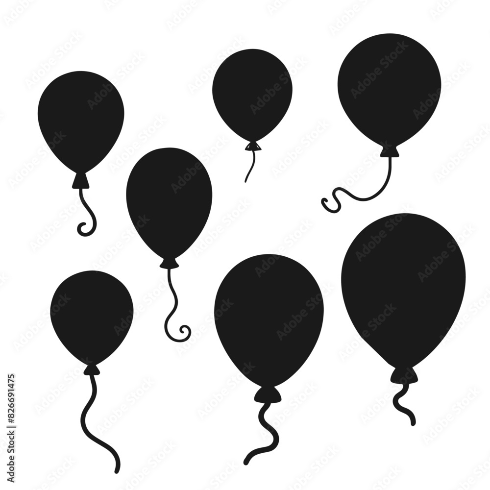 Naklejka premium Balloon vector silhouette on a white background 