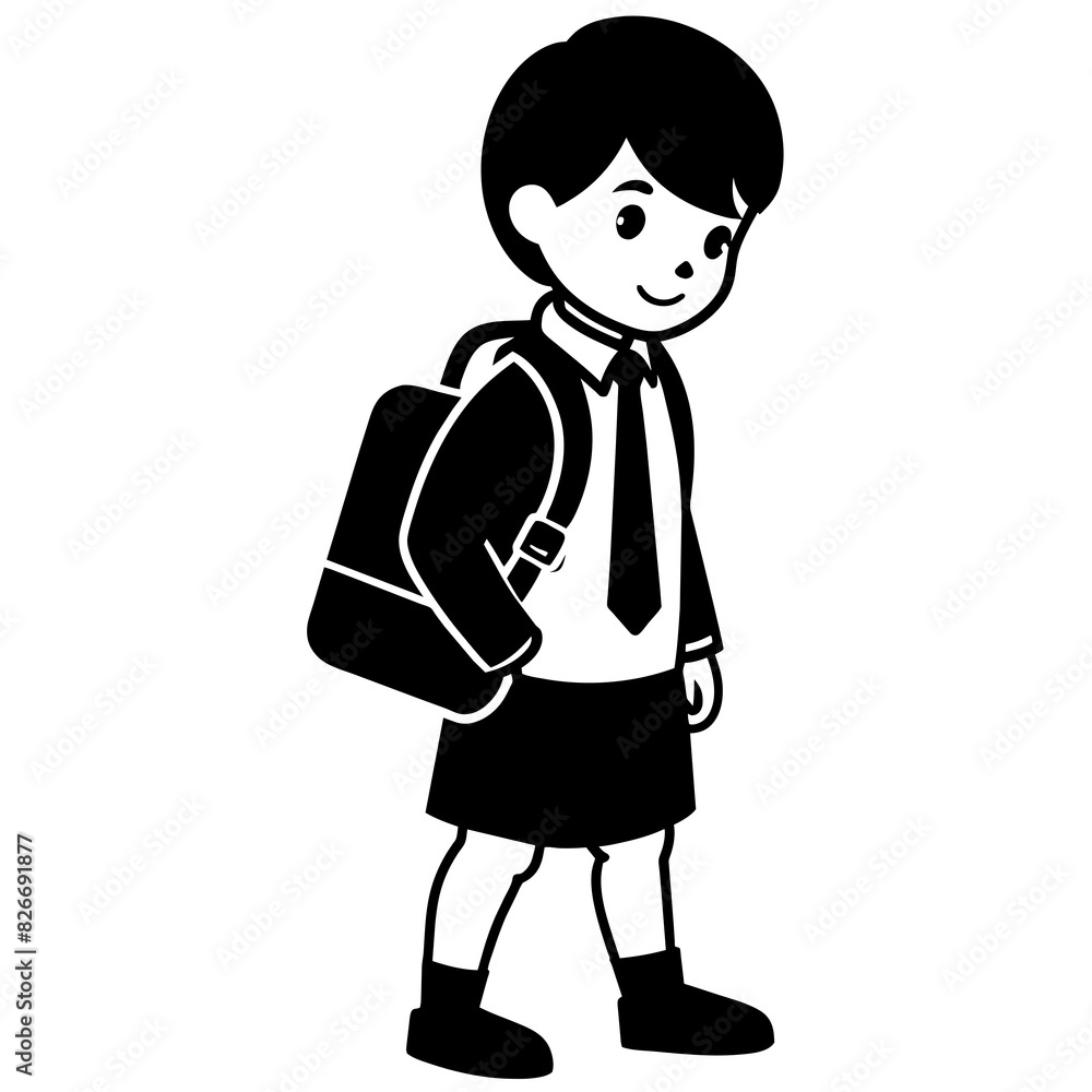 student with uniform vector silhouette illustration student with uniform vector silhouette illustration