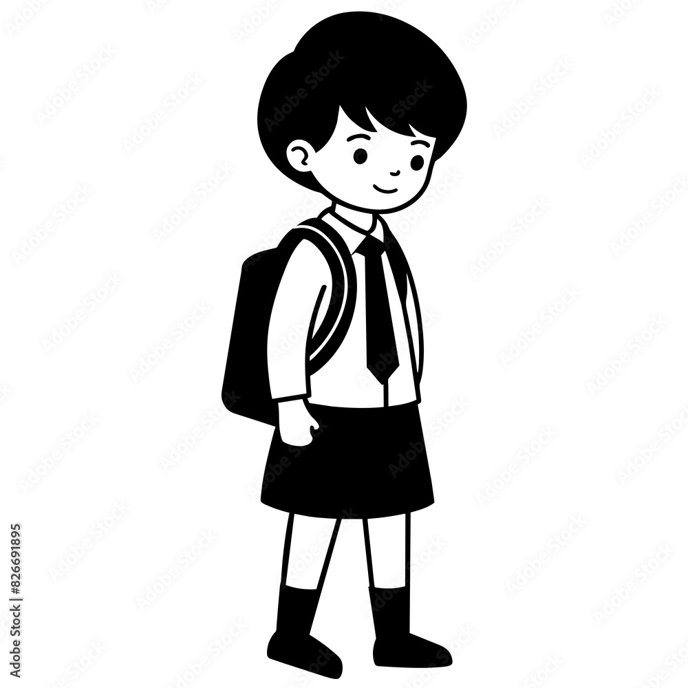 student with uniform vector silhouette illustration student with uniform vector silhouette illustration