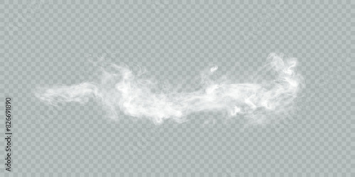 Realistic Cloud, smoke, fog, background png. Vector cloud or smoke on isolated transparent background.	