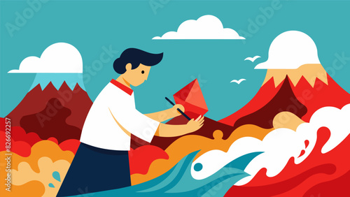 Another student experiments with mixed media to bring to life the parting of the Red Sea as described in Exodus 14.. Vector illustration