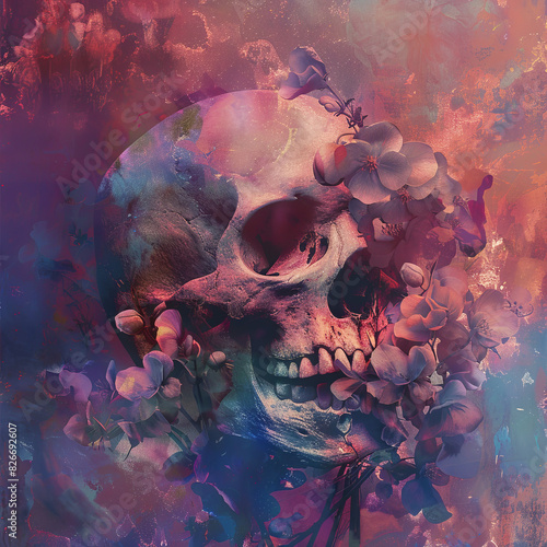 skull and flowers - hyperpop and abject art and fine art - Album Covers photo