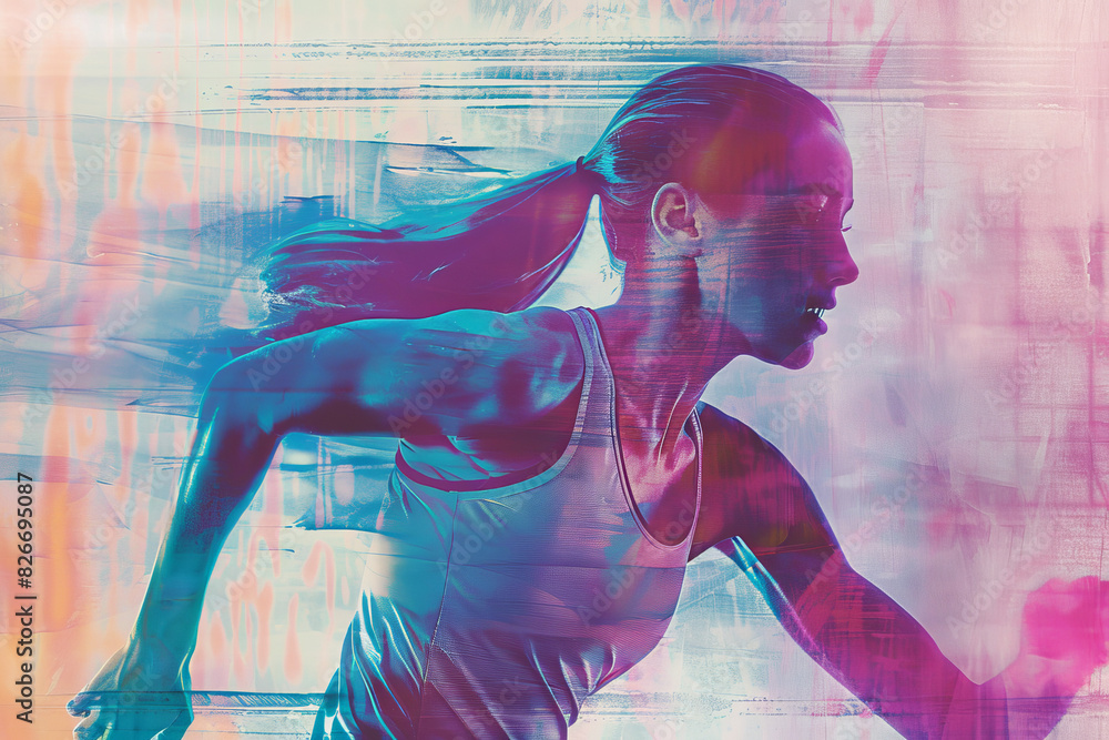 Confident female athlete hyperpop and abject art and fine art Album