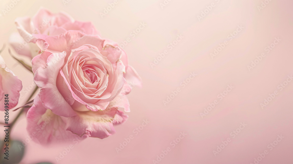 Pink rose on soft background. Soft focus photo of a pink rose on a pale pink background, perfect for romantic or feminine designs. Pink rose on soft background. Soft focus photo of a pink rose on a pale pink background, perfect for romantic or feminine designs.