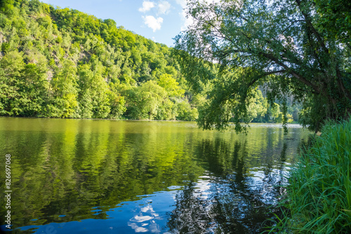 Beautiful views near the Berunka River, forest and mountains. Near Karlstejn photo