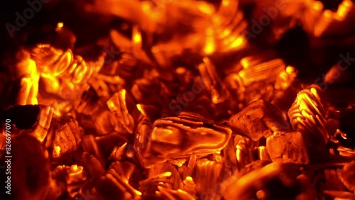 close up of burning firewood