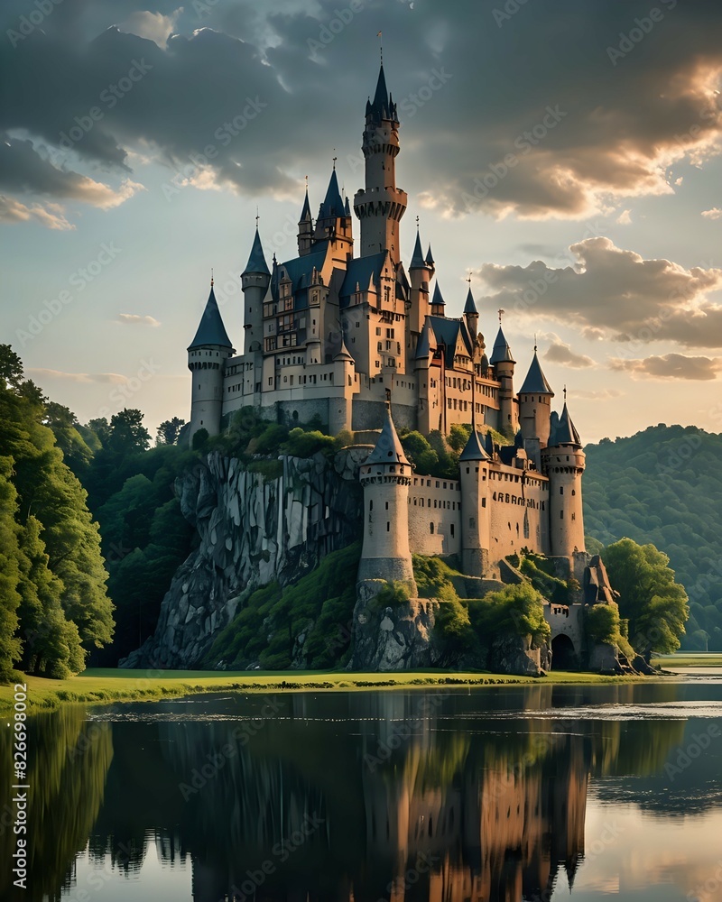 Fototapeta premium castle in the evening