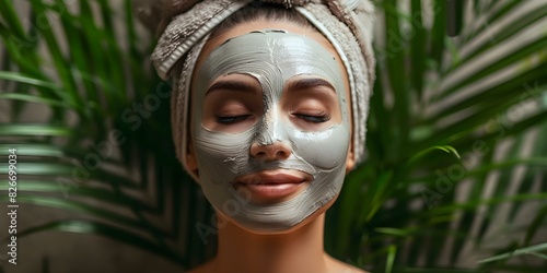 Woman indulging in a spa treatment with a face mask for self-care and skincare. Concept Spa, Self-care, Skincare, Face mask, Relaxation