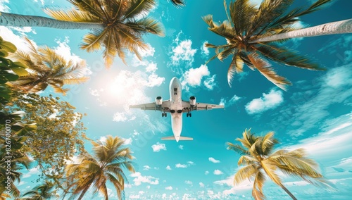 Jet Plane Flying Over Palm Trees © Murda
