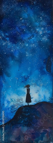 man against the background of the starry sky. photo