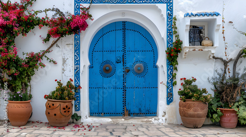 Fototapeta Naklejka Na Ścianę i Meble -  door and flowers in island