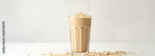 Refreshing Sattu Drink in Tall Glass, Organic Sattu Smoothie with Straw