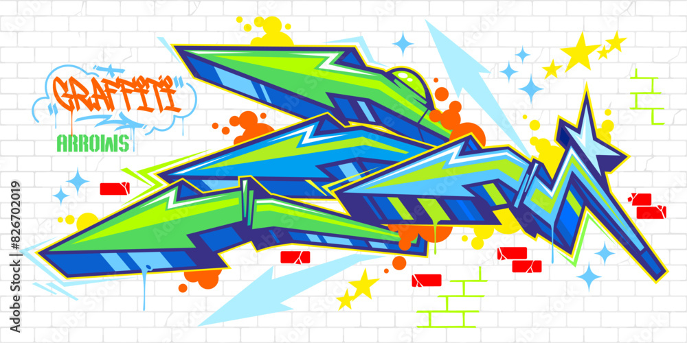 Fototapeta premium Cool Trendy Colorful Abstract Urban Street Art Graffiti Style Arrows Vector Illustration Template