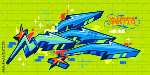 Modern Trendy Colorful Abstract Urban Street Art Graffiti Style Arrows Vector Illustration Template