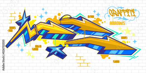 Modern Trendy Colorful Abstract Urban Street Art Graffiti Style Arrows Vector Illustration Template