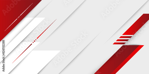 Abstract red and white banner design vector, dynamic sporty horizontal background template for media promotion or web banner photo