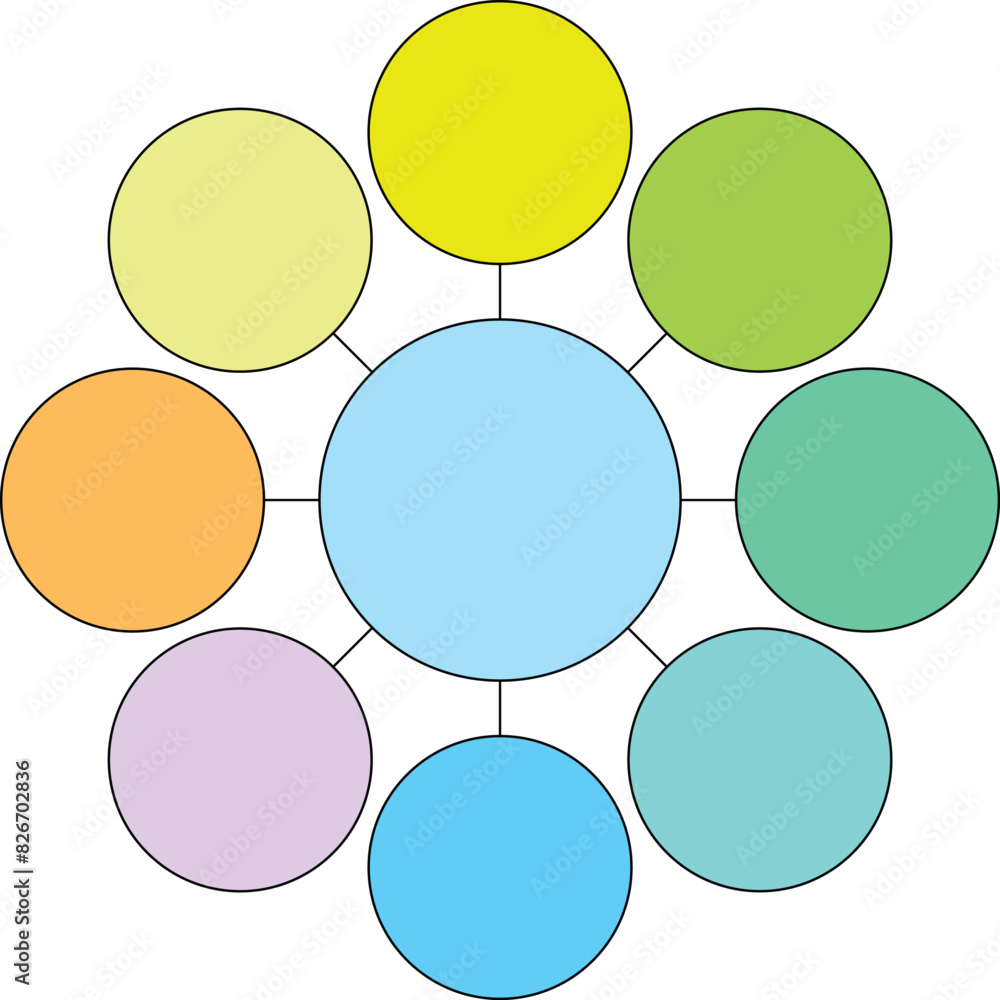 simple flowchart bubble diagram or mind map infographics template with