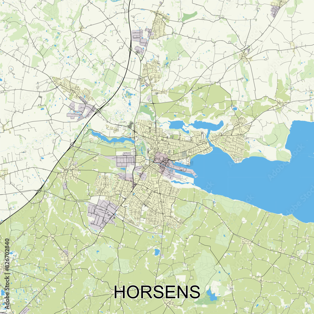 Naklejka premium Horsens, Denmark map poster art