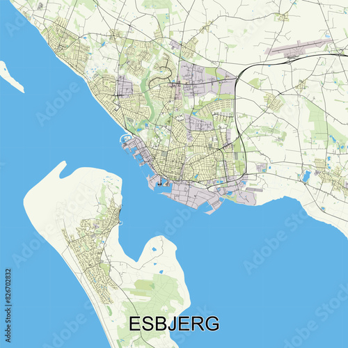 Esbjerg, Denmark map poster art photo