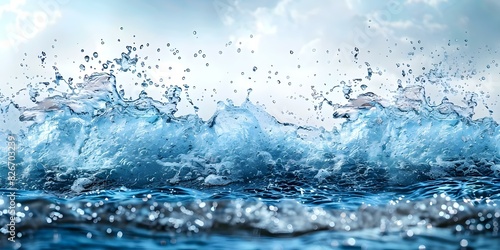 Water splashes on white background Abstract blue water with splash element. Concept Water Splashes  Abstract Art  Blue Tones  White Background