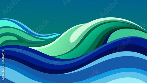 A simple wave of blended greens and blues captures the ebb and flow of emotions showcasing the power of release and renewal.. Vector illustration