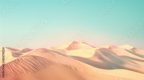 A desert landscape with a blue sky in the background