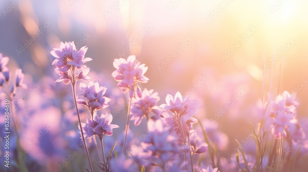 Obraz premium Sun-Kissed Wildflowers Basking In Golden Hour Light. Generative AI