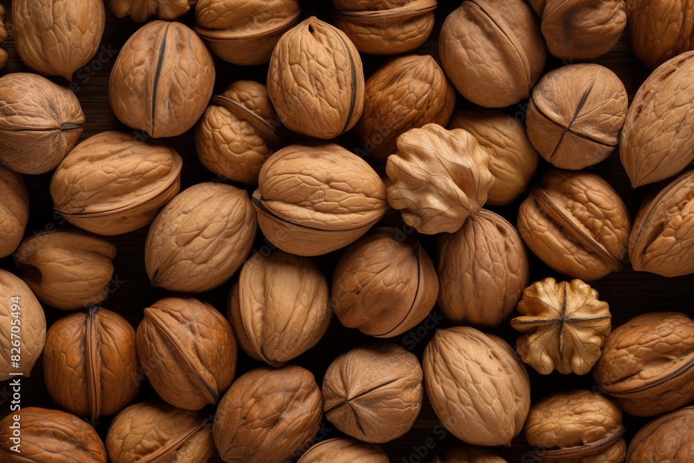 a pile of walnuts with a blue background, A collection of walnuts set against a blue backdrop. a pile of walnuts with a blue background, A collection of walnuts set against a blue backdrop.