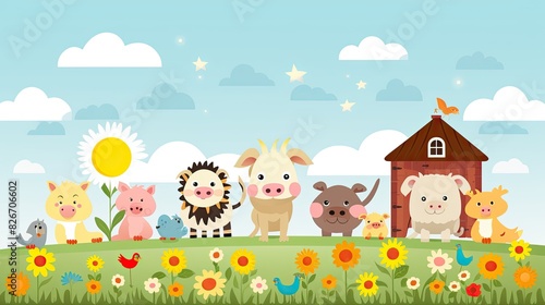 a group of animals standing in a field  A collection of animals gathered together in an open pasture.